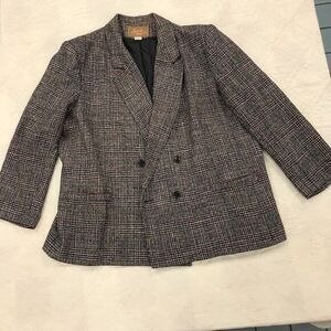 Vintage Saville II gray plaid double breasted jacket size 26‎
